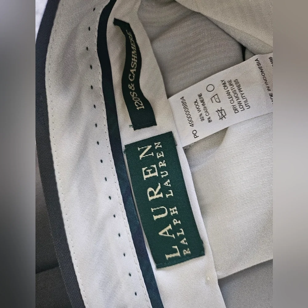 LAUREN Ralph Lauren Mens Green120s & Cashmere WoolOffice Pants Size 42R
